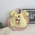 Quilted yellow cartoon dog tote bag with pink straps and cute puppy embroidery - Skateboard Dog Yellow