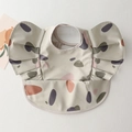 Waterproof baby bib with wings design in beige and abstract shapes print - Wings Circumference - Rice Bubble / One Size