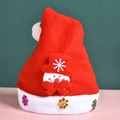 Red plush Christmas hat featuring a cute 3D snowman character and sparkling snowflakes - Adult Cartoon Hat (Snowman)