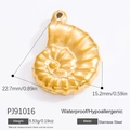 Golden nautilus shell pendant in 18K gold-plated stainless steel, 22.7mm x 15.2mm - Gold Conch Pendant (PJ91016)