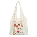 Borsa tote in tela color crema con illustrazioni vintage di frutta e stampa Old Fashioned - Oversize / Beige (Tè alla frutta retrò)
