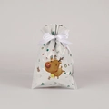 White Christmas reindeer gift bag with a satin ribbon bow for holiday candy packing - Reindeer White / 16*24cm