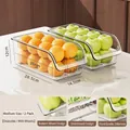Set of 2 clear plastic fridge organizers with wheels and removable drainage trays - Medium Wheels Upgrade - 2 Pack / Clear White