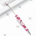 DIY plastic beaded pen with pink leopard print pattern and metallic finish accents - Pink Leopard Decorative Pen (138)