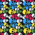Black cotton bandana with vibrant multicolor skull print in red blue and yellow - Colorful Skull (N-04)