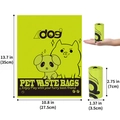 Biodegradable corn starch dog waste bags in green color featuring black dog print - 1.5 Microns Green Double Dog