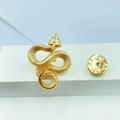 Exquisite gold snake brooch with detailed scale texture and secure round butterfly clutch - Gold Snake Pin With Clutch