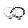 Couples heart bracelet set in black and white woven rope with luminous beads - Luminous Love Heart Woven Style (5561905)