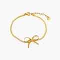 Bracciale a catena serpente in acciaio inossidabile dorato con ciondolo a fiocco - Catena a Serpente con Fiocco (AKJ536) / Cavigliera Color Oro