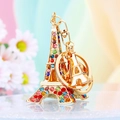 Portachiavi Torre Eiffel con strass colorati e ciondoli in metallo dorato lucido - Torre Eiffel Multicolore