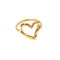 Ring aus 18K vergoldetem Edelstahl mit einzigartigem hohlem Herz-Hammerschlag-Design - US 6 / Gold