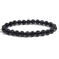 Minimalist blue goldstone beaded stretch bracelet with shimmering starry effect beads - Blue Goldstone / 4mm