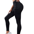 Zwarte yoga broek met hoge taille, zijzakken en liftend effect voor fitness - S / Zwart