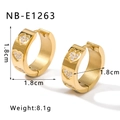 Detail of 18K gold wide hoop earrings featuring hollow heart patterns and inlaid gems - Heart Hollow Inlaid Zircon Style (NB-E1263)