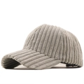 Close-up of light grey corduroy texture and curved brim of the baseball cap - Adjustable / Light Gray