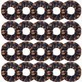 Set mit zwanzig schwarzen Haargummis aus Stoff mit leuchtend orangefarbenen Basketball-Prints - 24er Set / Schwarz