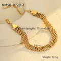 Detalle de la pulsera de cadena dorada multicapa con medidas 17+5cm y anchura de 0,81cm - Pulsera de Cadena de Malla Tejida Multicapa Dorada