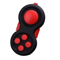 Fidget controller toy in black with red silicone buttons for stress relief - Red with OPP Bag and String