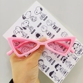 Retro triangle cat-eye children's sunglasses in glossy pink for boys and girls - Solid Pink With Pink Lens