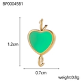 Green heart enamel stainless steel pendant with gold plating for DIY jewelry making - Green Heart (BP00045B1)