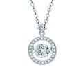 Elegant S925 sterling silver necklace with a sparkling round dancing stone pendant - Circle Round Dancing Necklace