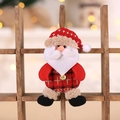 Ciondolo Babbo Natale in peluche con tessuto a quadri rosso e cordino dorato appeso - Ornamento di Babbo Natale