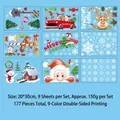 Set de 9 pegatinas estáticas para ventanas con Papá Noel y muñeco de nieve Navidad - 9 Hojas/Set (20*30cm)