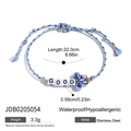 Bracciale intrecciato bianco e blu con perline GOOD e ciondolo a farfalla blu - Corda Intrecciata Farfalla Blu Bianco Lettera GOOD (JDB0205054)