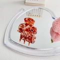 Elegant amber acetate hair claw clip with tortoise shell pattern on heart mirror - 3.5cm / Marble Coffee