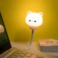 Cute cartoon cat USB night light with warm yellow glow and flexible metal tube - Remote Control - Cat