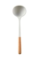 White silicone soup ladle with natural wooden handle from a 12-piece kitchen utensil set - Soup Ladle