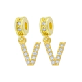 Golden V-shaped pendant with sparkling clear zircons for DIY jewelry making - Letter-V