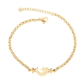 Pulsera dorada minimalista con colgantes de estrella y luna y cadena de eslabones ajustable - Dorado