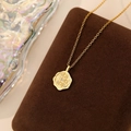 Elegante collana in argento sterling S925 placcato oro con ciondolo a trama a griglia - Oro