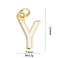Golden letter Y pendant with white enamel finish and dimensions 10.9mm by 7.3mm - Letter Y