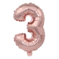 Rose gold 16-inch number 3 foil balloon with metallic finish for birthday party decoration - Number 3 / 16" / Rose Gold