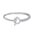 Silver-tone tennis bracelet featuring T-shaped toggle clasp and sparkling zircons - Lzb06-p-6.5