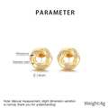 Detailed view of 14mm 18K gold-plated hexagonal earrings with sparkling rhinestones - Gold (KE116536-GC)