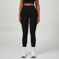 High-waisted black yoga pants with push-up fit and breathable matte stretch fabric - S / Bottoms / Premium Black