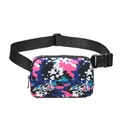 Waterproof nylon belt bag featuring vibrant pink and blue camouflage print pattern - Colorful Camouflage