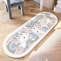 Oval bedroom rug with cartoon rabbits and tulips pattern on soft plush material - Tulip Language