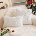 White plush Christmas pillow covers with 3D snowman and snowflake jacquard texture - White Snowman and Snowflake