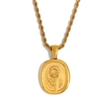 Collar de cadena de cuerda de acero chapado en oro 18K con colgante de girasol - Collar con Colgante de Girasol