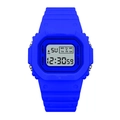 Blue waterproof digital sports watch with silicone strap for outdoor activities - Dark Blue