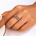 Elegant rose gold s925 silver infinity knot ring with white zircon stones for women - US Size 8 / White Gold