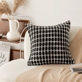 Modern black and white checkered knit pillowcase in luxury minimalist home style - Black and White Plaid Knitted Pillow Cover