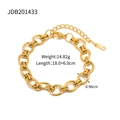 Bracelet chaîne gourmette dorée en acier inoxydable avec pendentif K18 et fermoir mousqueton - Style Robuste Doré (JDB201433)