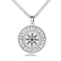 Zilveren roestvrijstalen Viking Vegvisir kompas hanger ketting met Noorse runen - Staalkleur