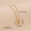 Collana dorata con ciondolo occhio, smalto bianco e rilievo sacro su tessuto beige - 1# Malocchio
