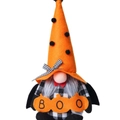 Halloween gnome plush with orange hat and black white checkered body holding BOO pumpkin - Girl Style-Orange Hat With BOO Sign